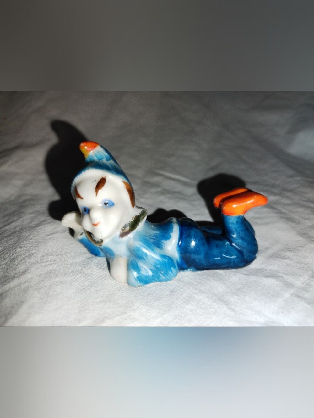 Vintage Elf Ceramic Miniature Figurine 2 3/4" Long Japan Mystical Fantasy Lore